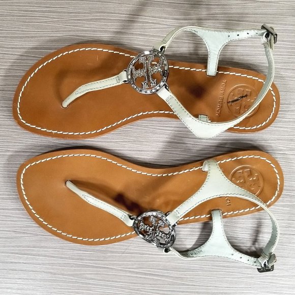 Tory Burch Violet Thong Sandal, Light Grey Patent Leather, Womens Size 7 M - Picture 11 of 14